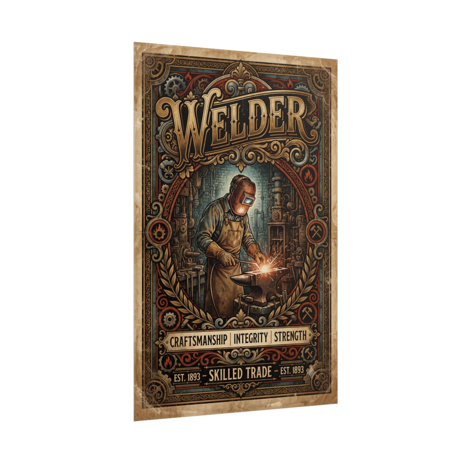 Welder Poster — Vintage Skilled Trade Wall Art: 