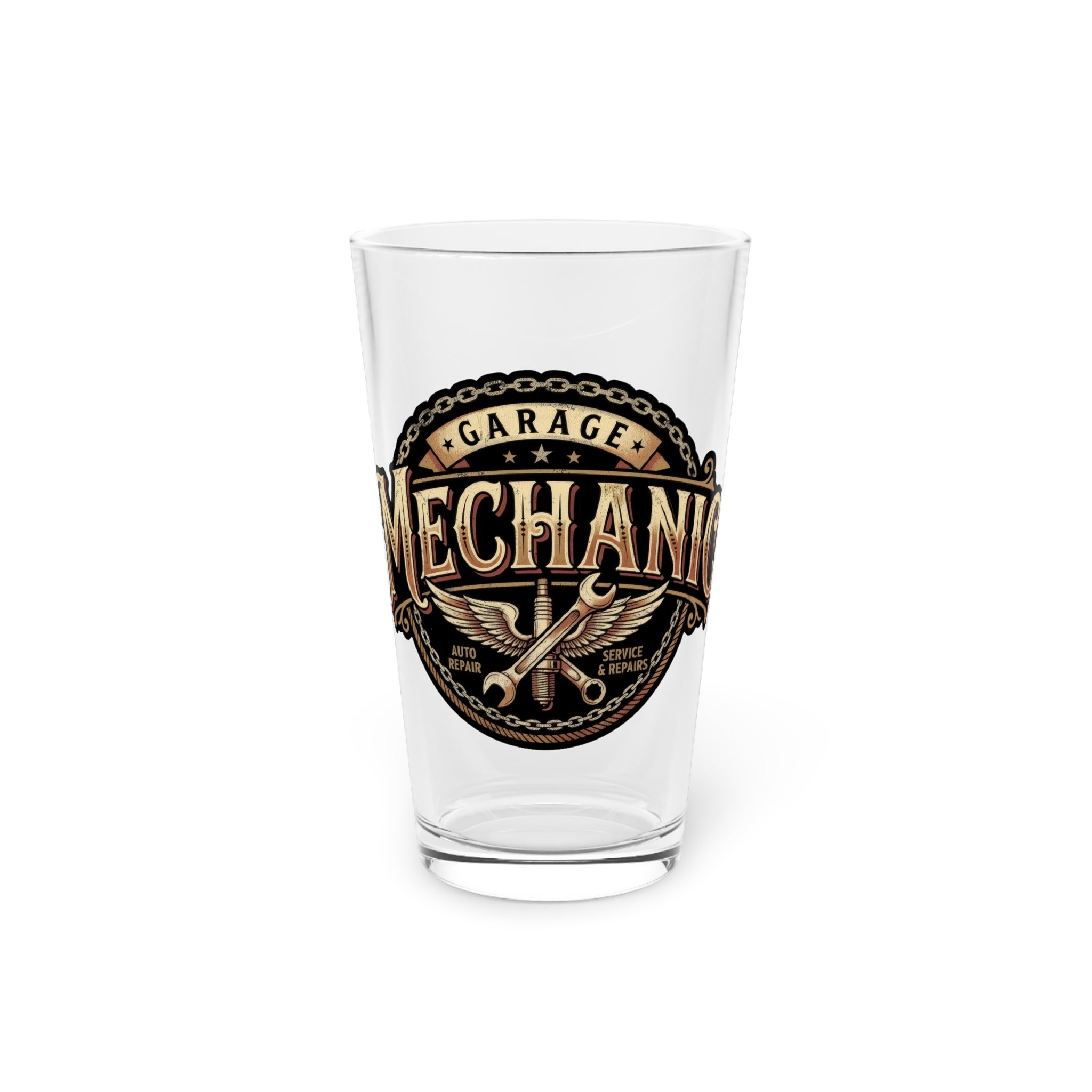 Mechanic Garage Pint Glass — 16oz Beer Glass for Auto Lovers - DCA0162