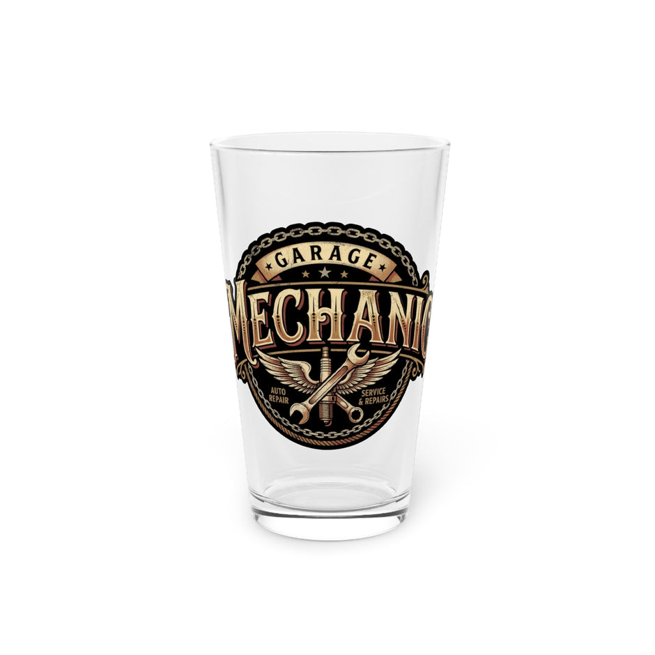 Mechanic Garage Pint Glass — 16oz Beer Glass for Auto Lovers - DCA0162