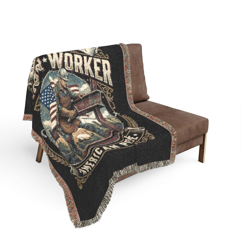Iron Worker Woven Blanket – American Strong Patriotic Throw