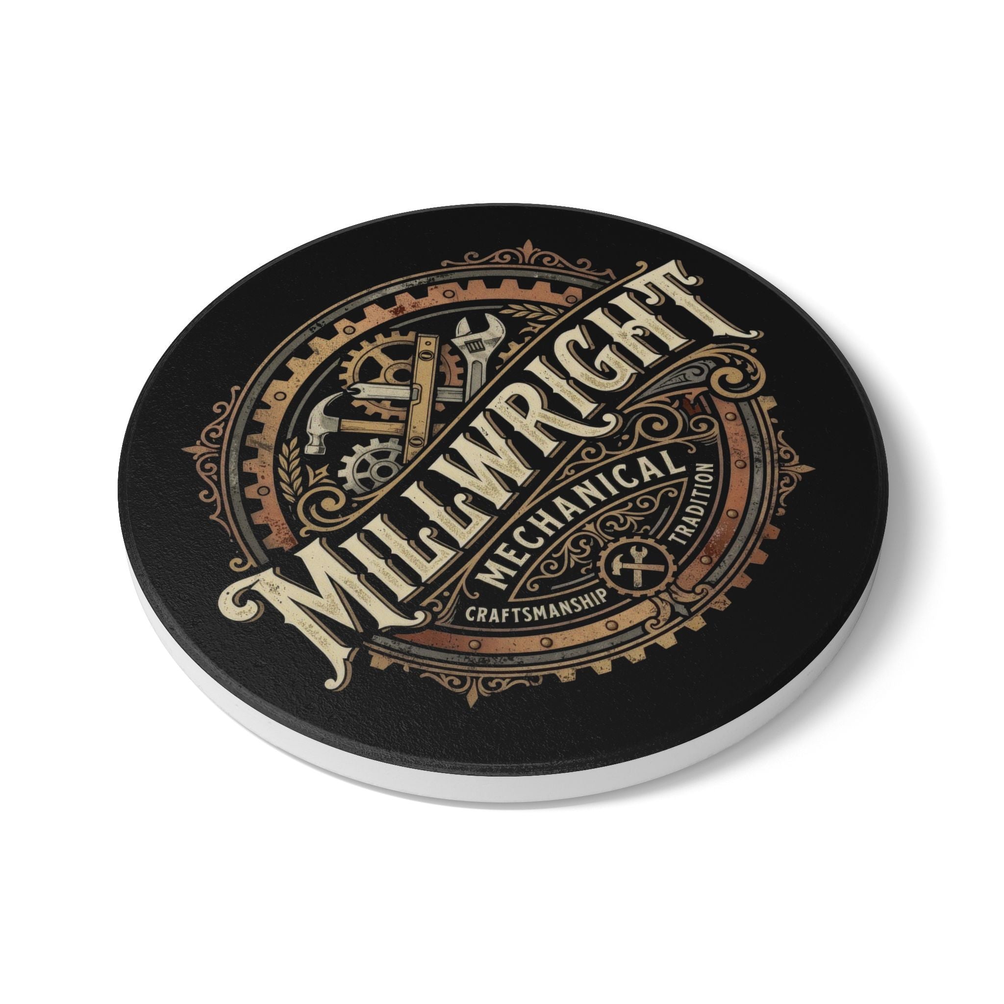Millwright Mechanical Coaster — Vintage Industrial Ceramic Drink Coaster - DCA0235