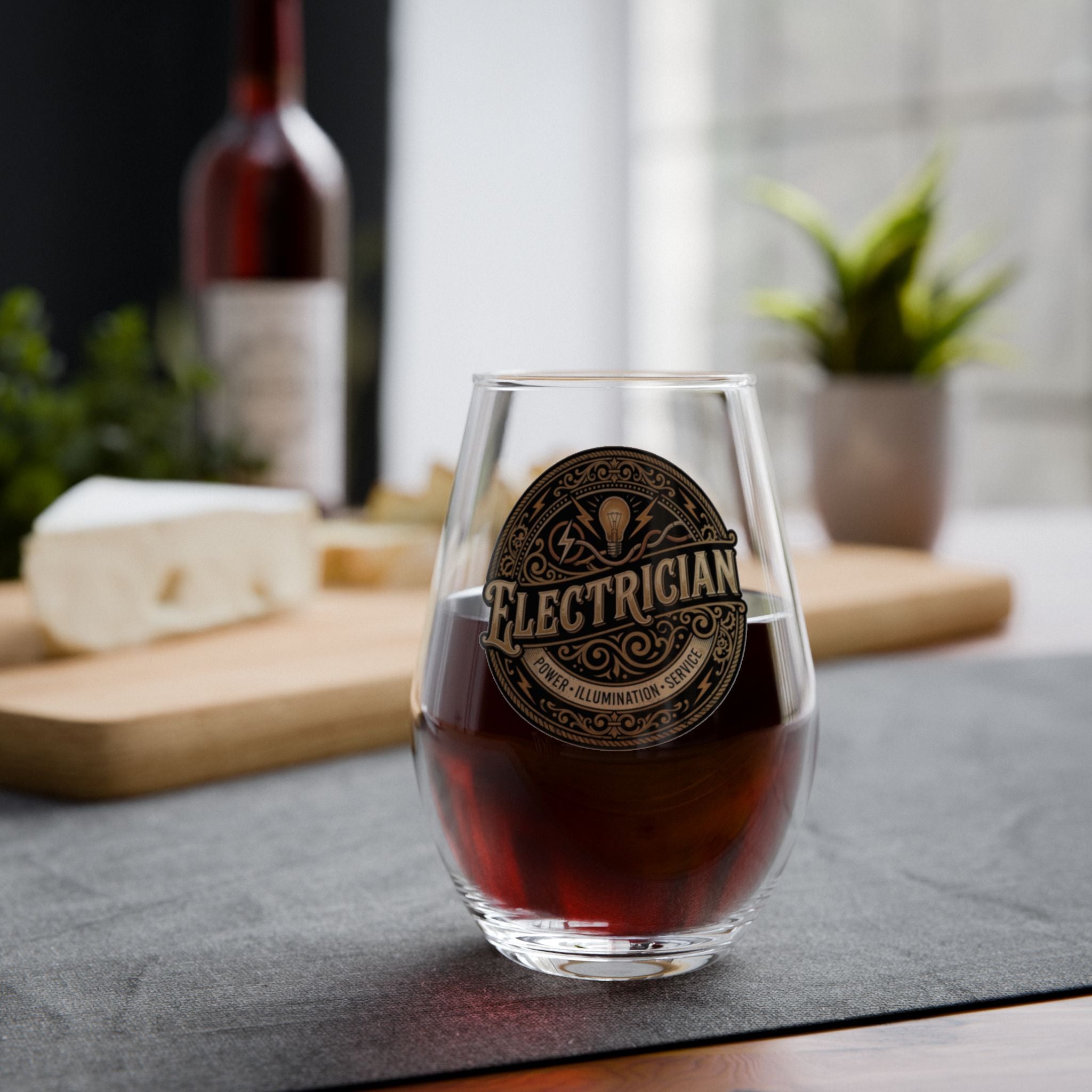 Electrician Vintage Emblem Stemless Wine Glass – 11.75 oz - DCA0336