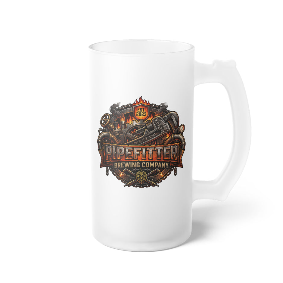 Pipefitter Trade 16 oz Frosted Glass Beer Mug - DCA0518