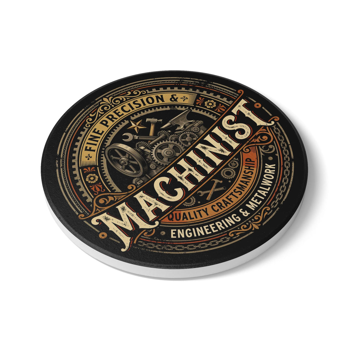 Machinist Ceramic Coaster — Vintage Engineering & Metalwork Design - DCA0412