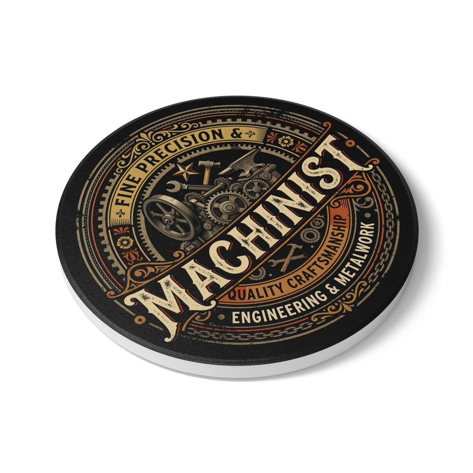 Machinist Ceramic Coaster — Vintage Engineering & Metalwork Design - DCA0412