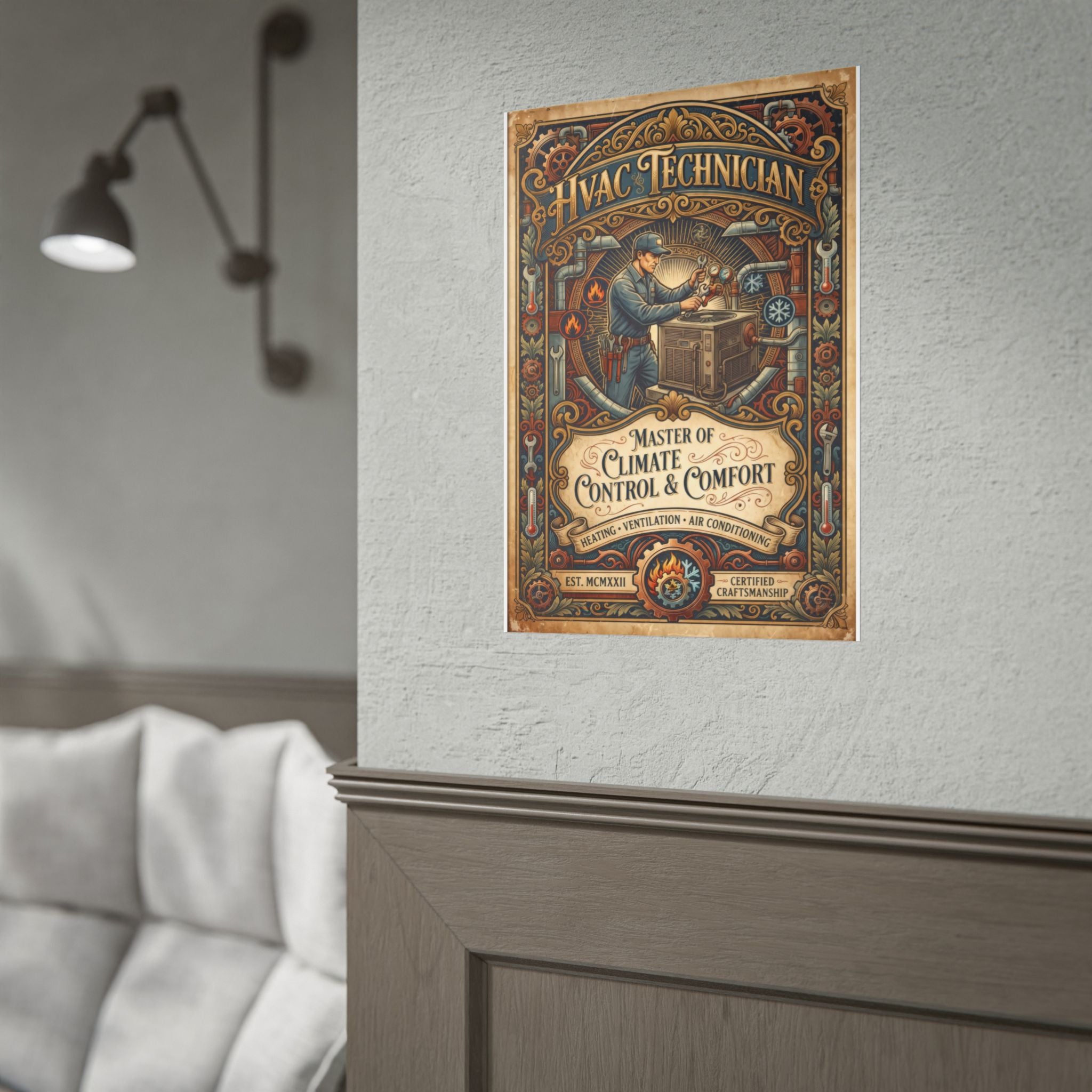 HVAC Technician Rolled Poster — 