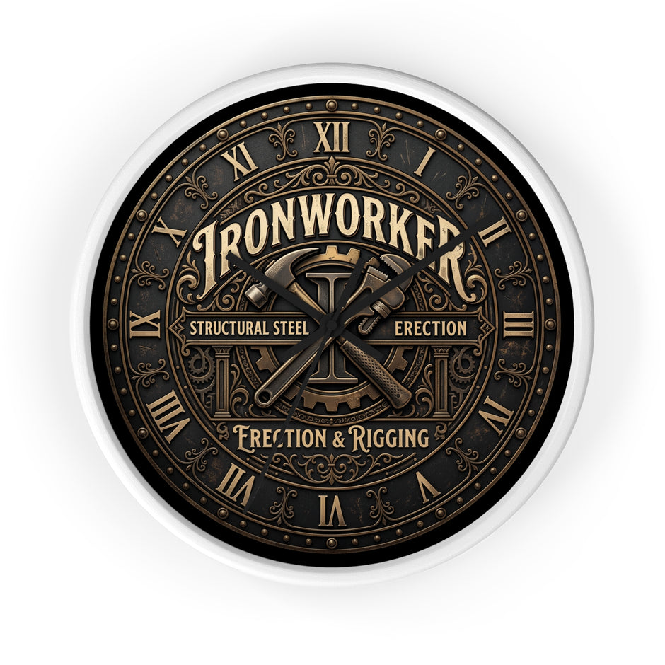 Ironworker Vintage Wall Clock — Structural Steel Erection & Rigging Decor - DCA0388