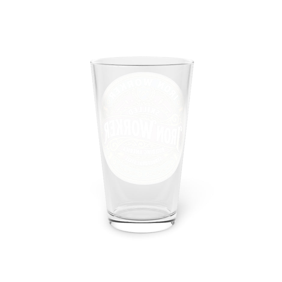 Iron Worker Pint Glass — Skilled Iron Worker Vintage Logo 16oz - DCA0257
