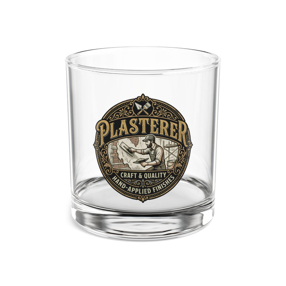 Plasterer Craft Logo 10oz Rocks Glass – Vintage Tradesman Whiskey Tumbler - Plasterer - DCA0207