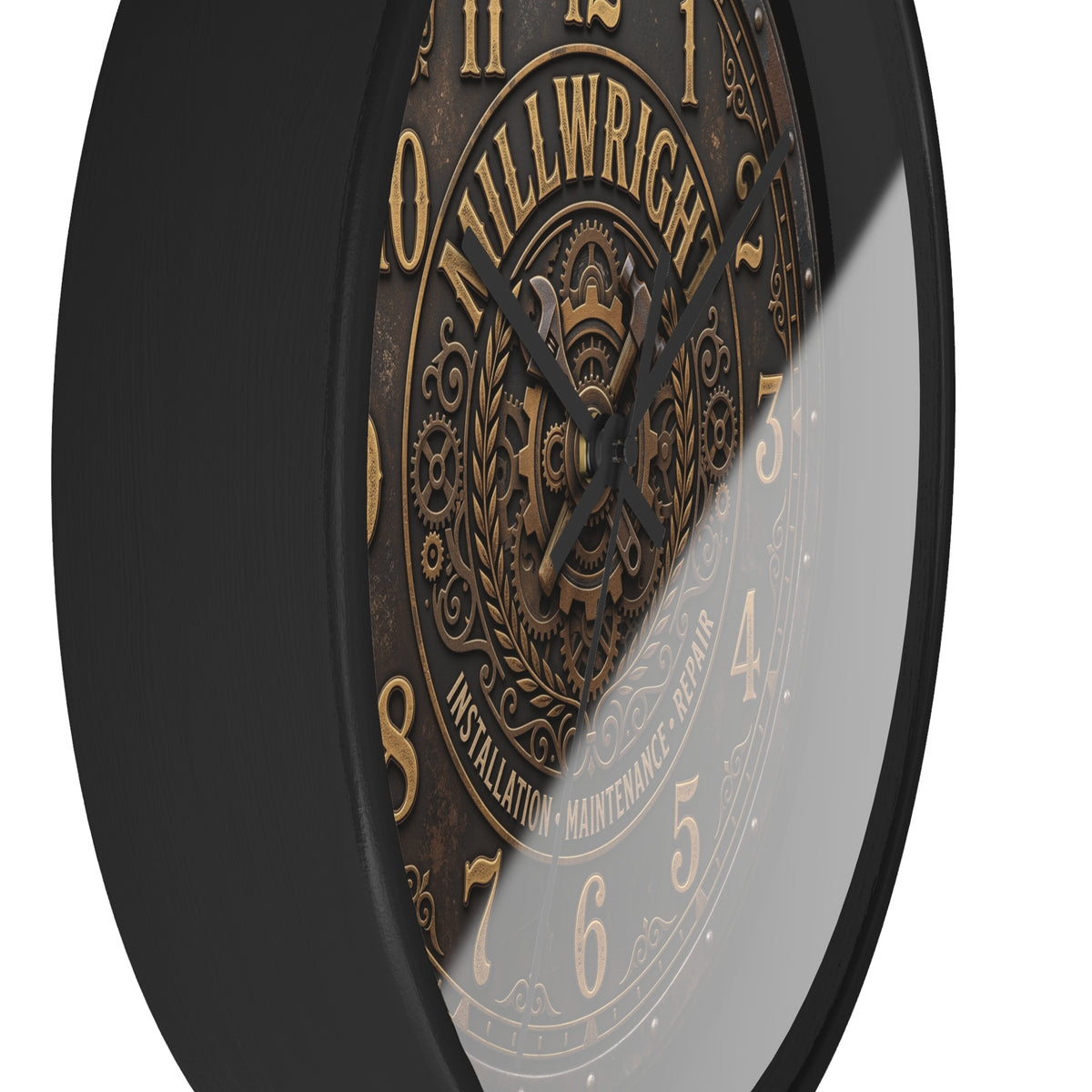Millwright Vintage Industrial Wall Clock — Steampunk Workshop Decor - DCA0392