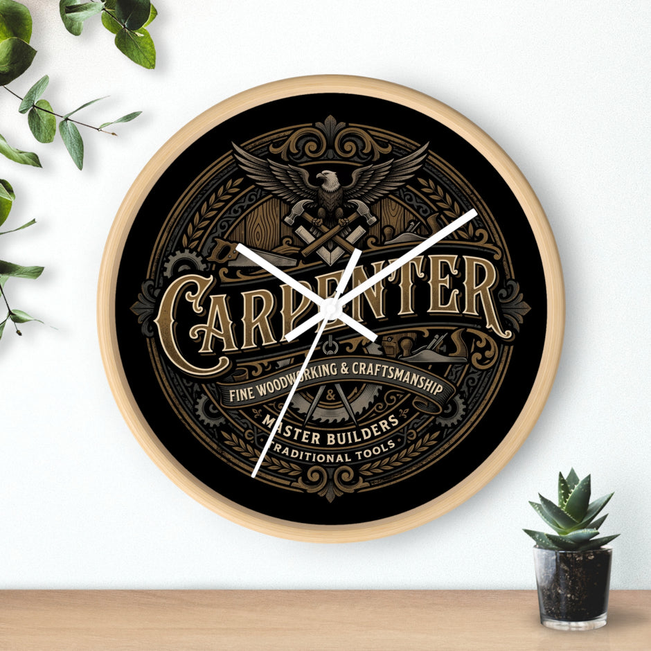 Carpenter Vintage Emblem Wall Clock – Fine Woodworking & Craftsmanship - DCA384
