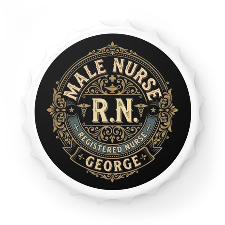 Male Nurse R.N. Personalized Bottle Opener – "George" Registered Nurse Gift