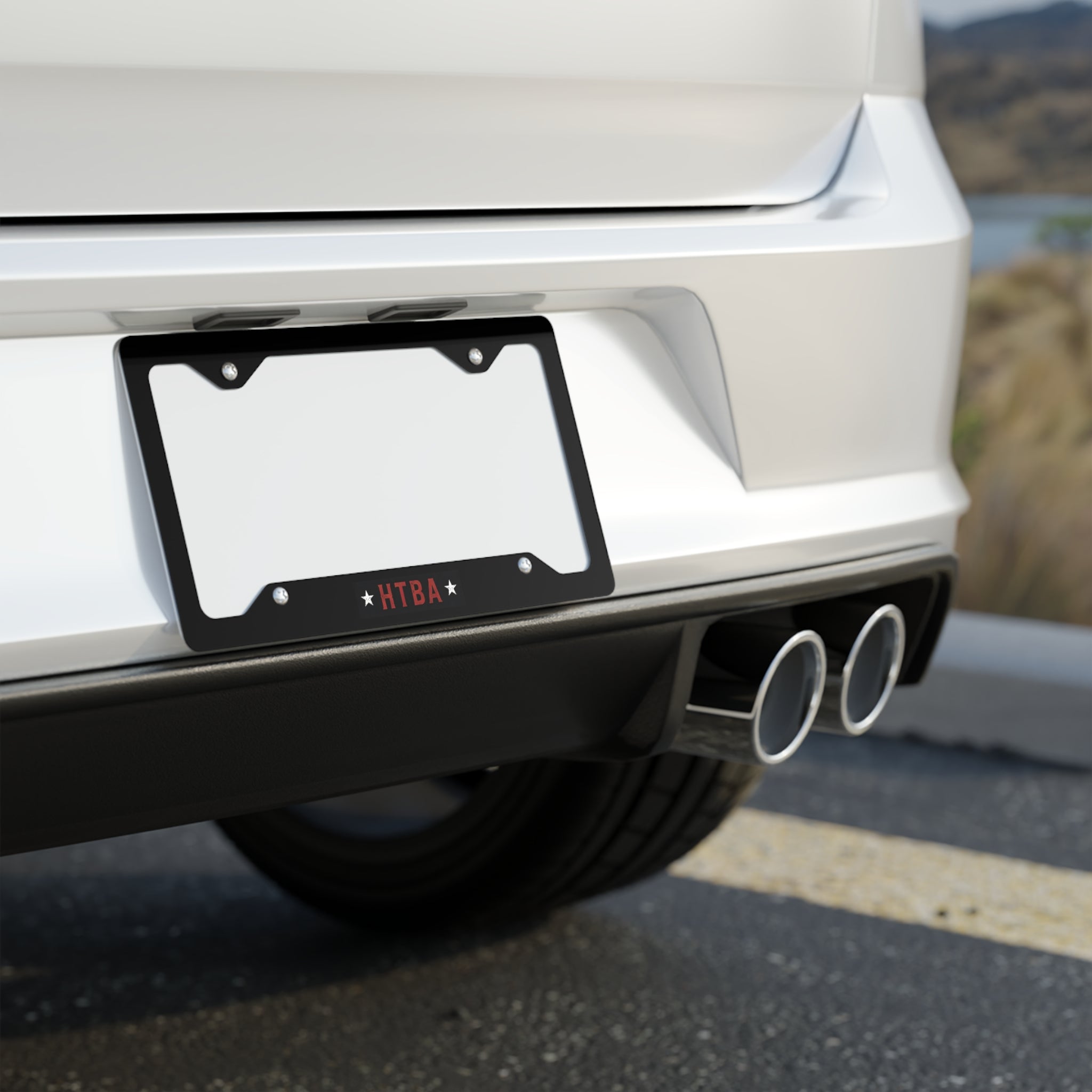 HTBA Metal License Plate Frame —  Brushed Steel Car Plate Frame