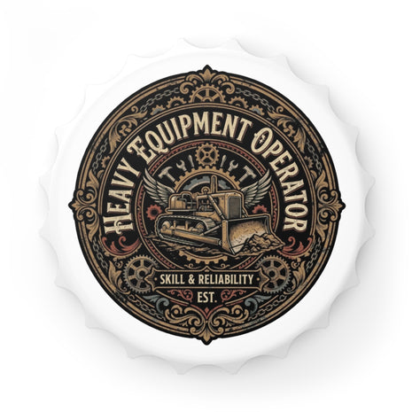Heavy Equipment Operator Bottle Opener — Vintage Construction Emblem - DCA0266