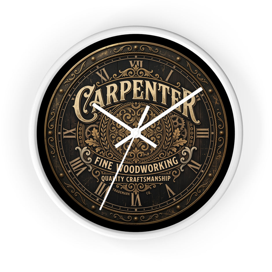 Carpenter Wall Clock — Vintage Woodworking Sign Clock for Workshop & Home - DCA384