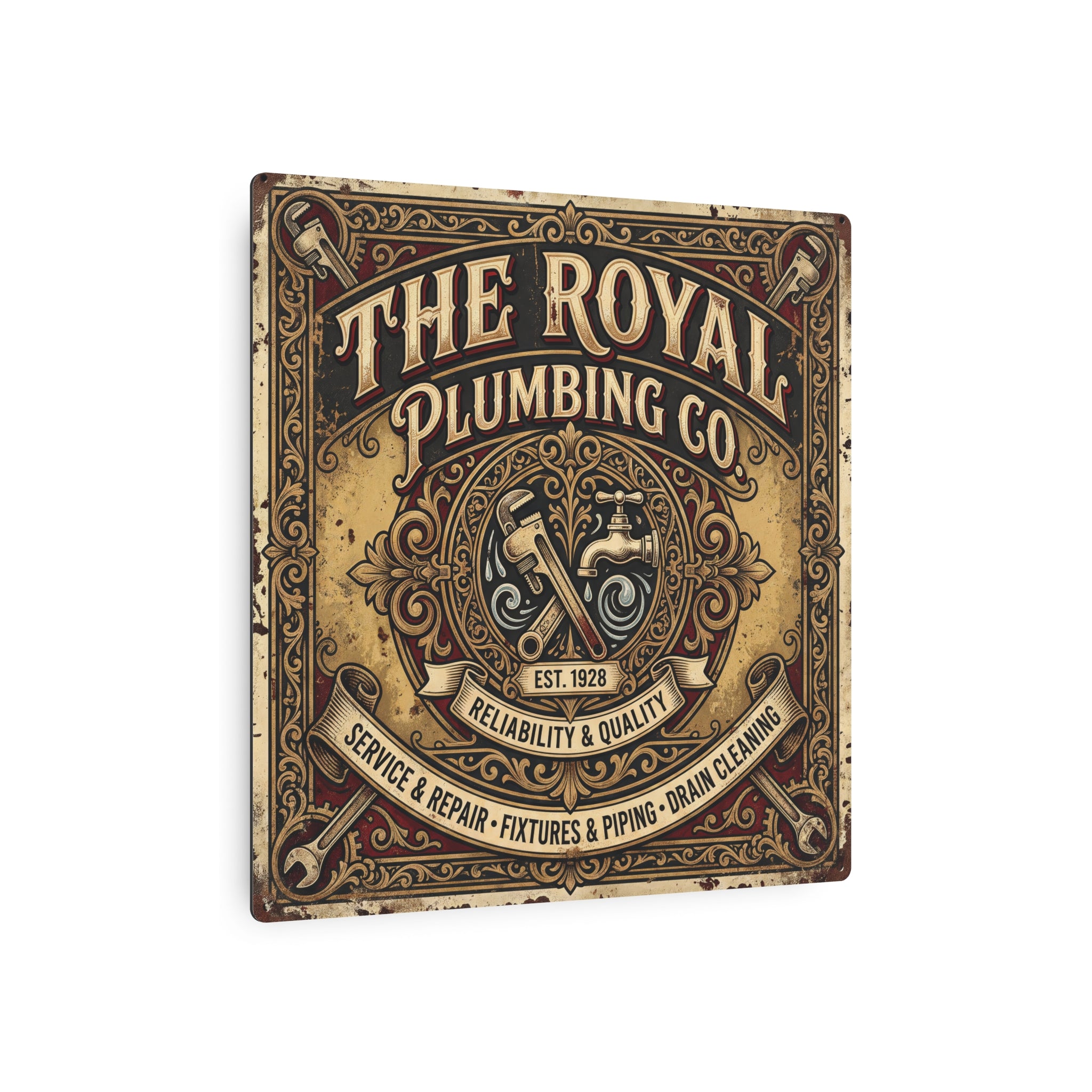 Plumbing - The Royal Plumbing Co. Vintage Metal Sign — Retro Plumbing Wall Art - DCA0443