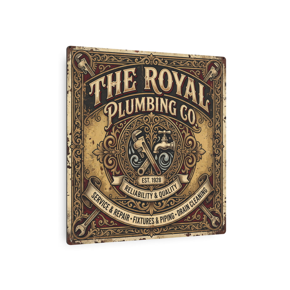 Plumbing - The Royal Plumbing Co. Vintage Metal Sign — Retro Plumbing Wall Art - DCA0443
