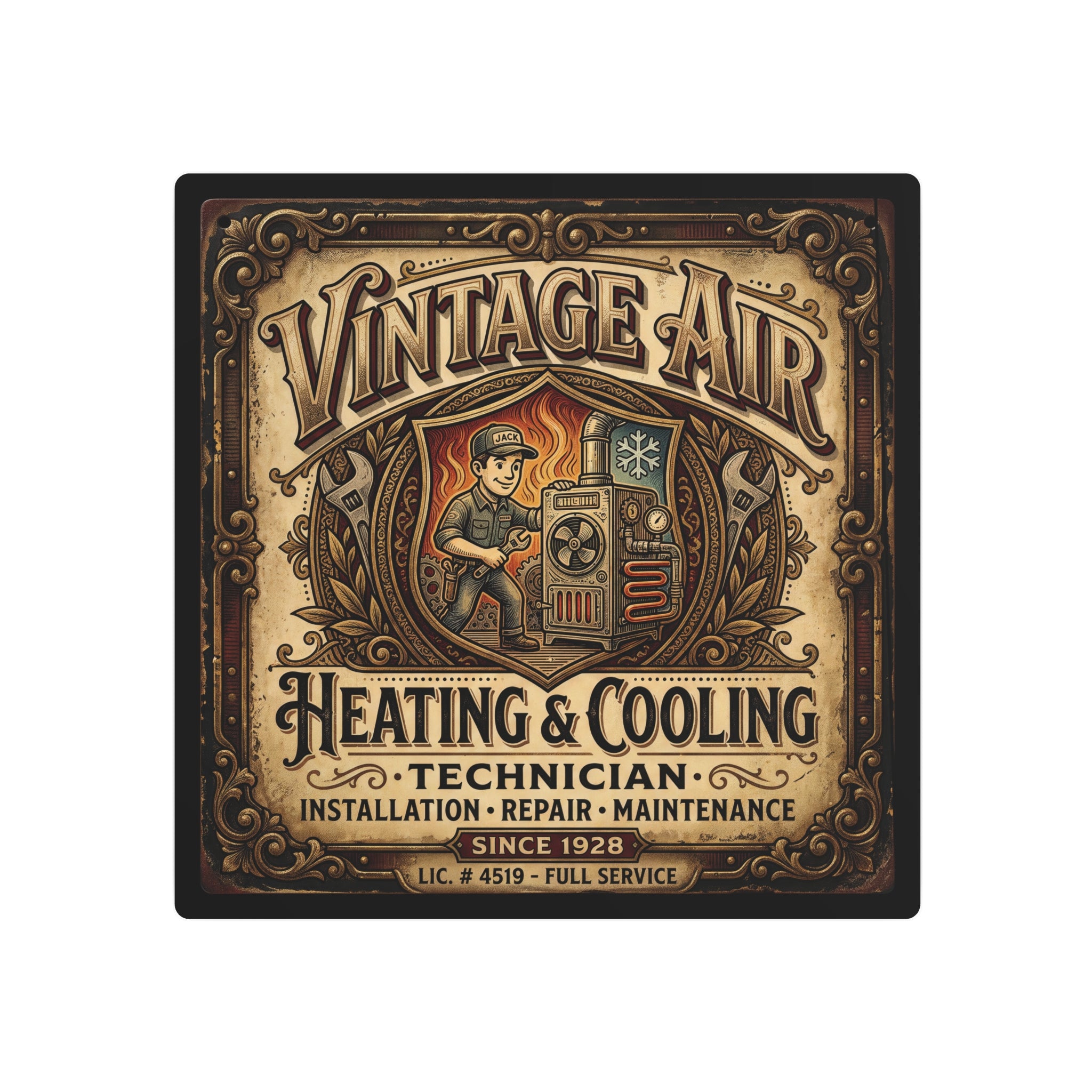 HVAC Technician - Vintage Air Heating & Cooling Metal Sign — Technician Retro Metal Wall Art - DCA0432