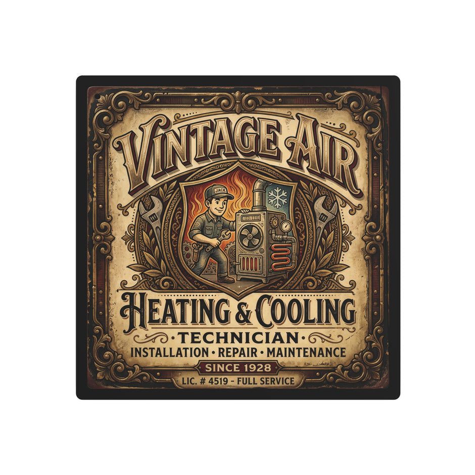 HVAC Technician - Vintage Air Heating & Cooling Metal Sign — Technician Retro Metal Wall Art - DCA0432