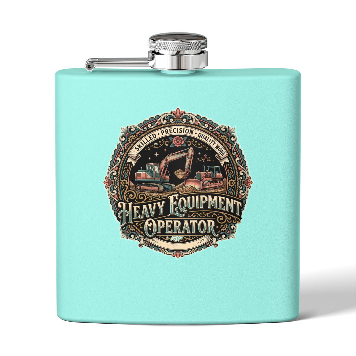 Heavy Equipment Operator Stainless Steel Flask — 6oz (Skilled Trades Woman Gift)