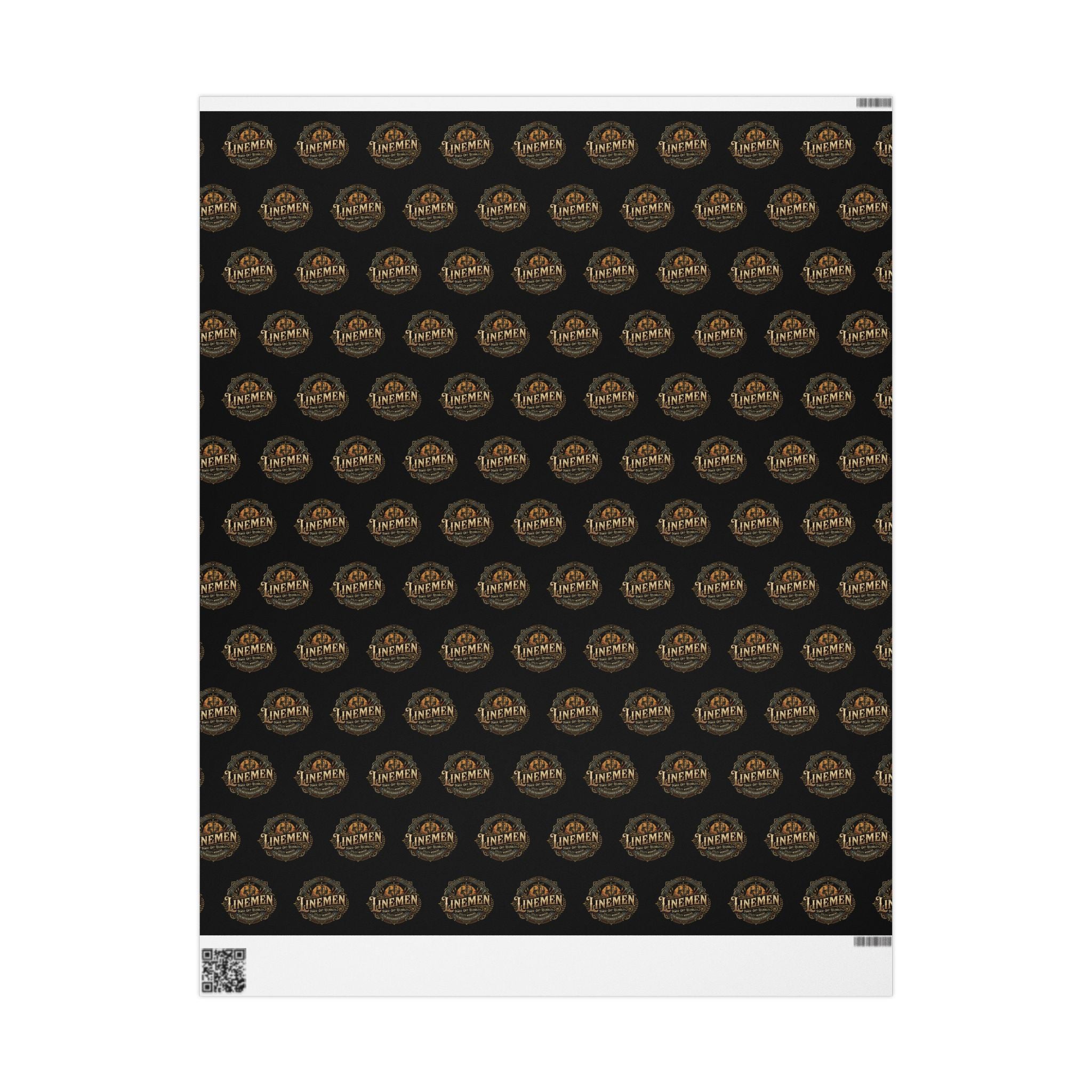 Linemen Wrapping Paper Roll — Vintage 'Legend' Emblem Pattern on Black (Gift Wrap)