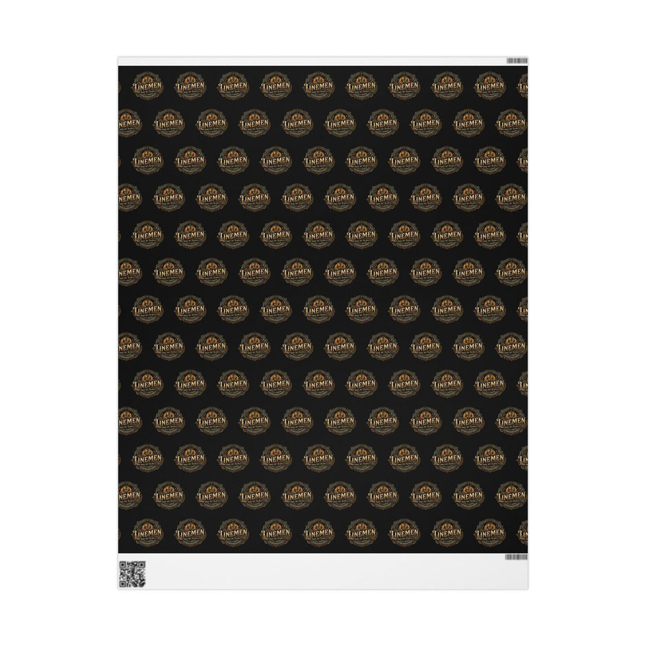 Linemen Wrapping Paper Roll — Vintage 'Legend' Emblem Pattern on Black (Gift Wrap)