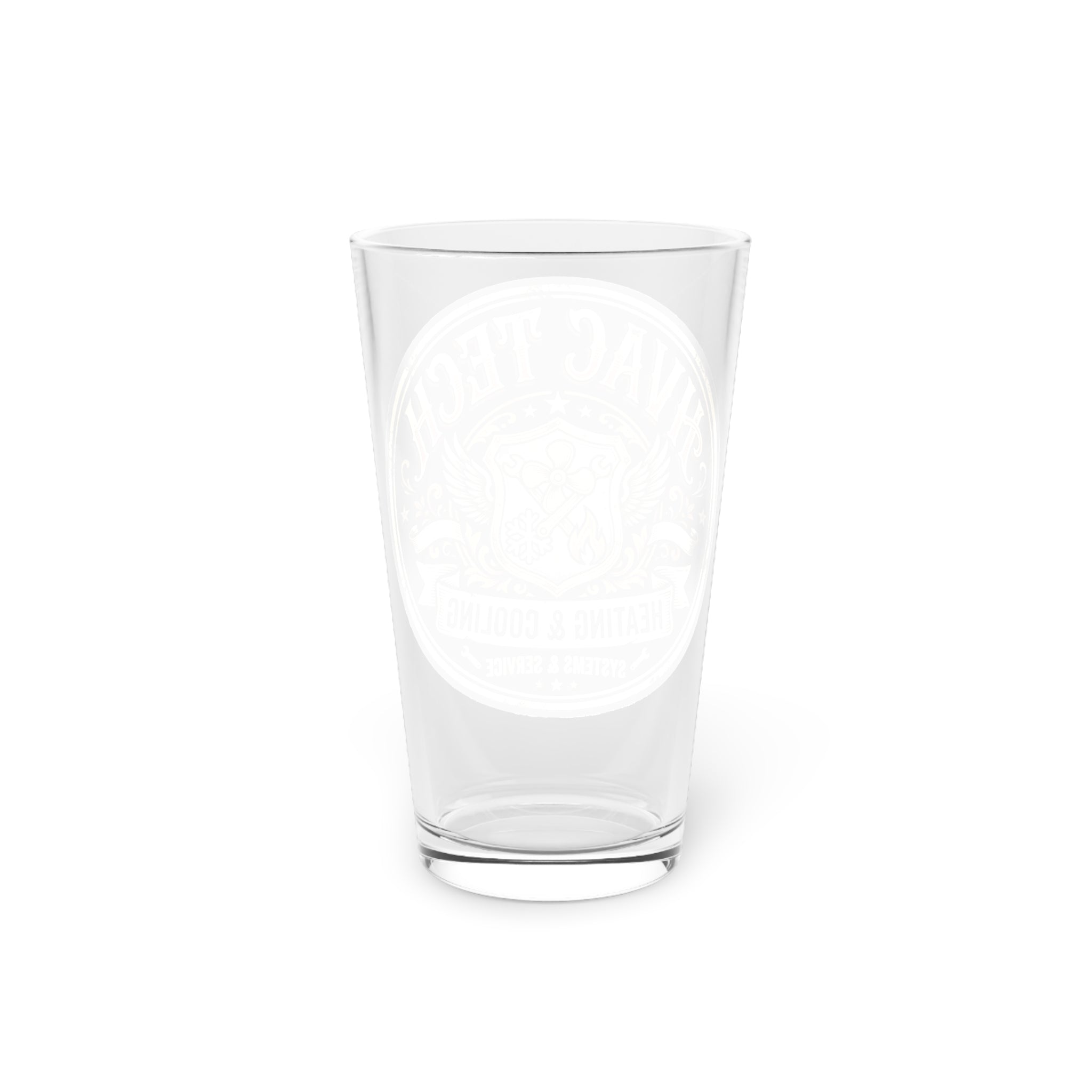 HVAC Tech Pint Glass 16oz — Heating & Cooling Logo Beer Glass - DCA0150