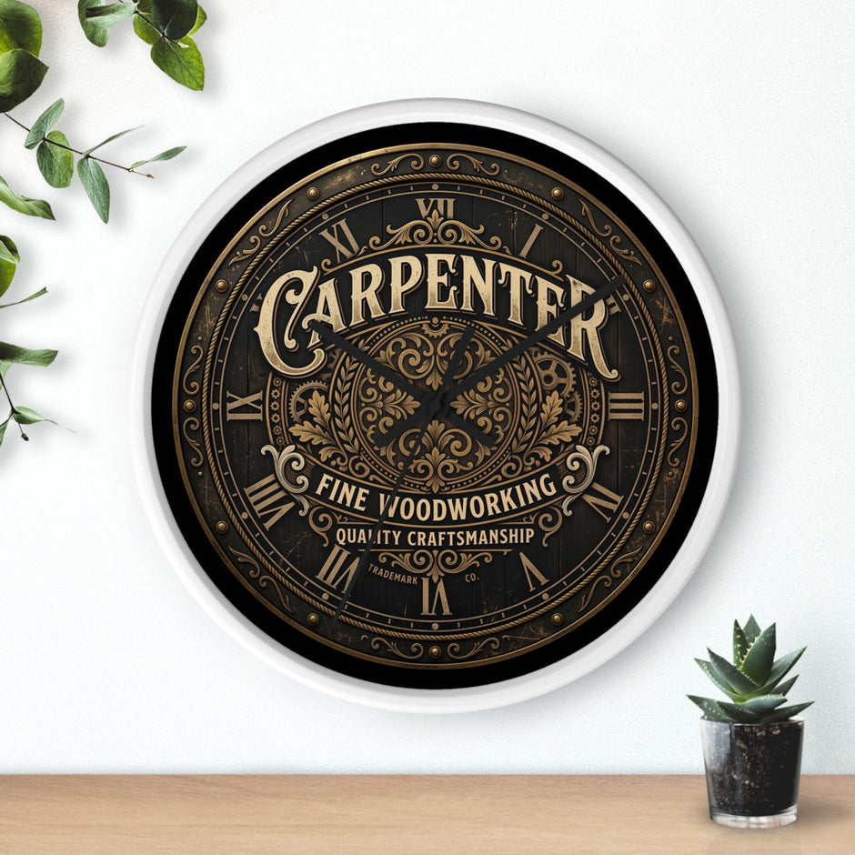 Carpenter Wall Clock — Vintage Woodworking Sign Clock for Workshop & Home - DCA384