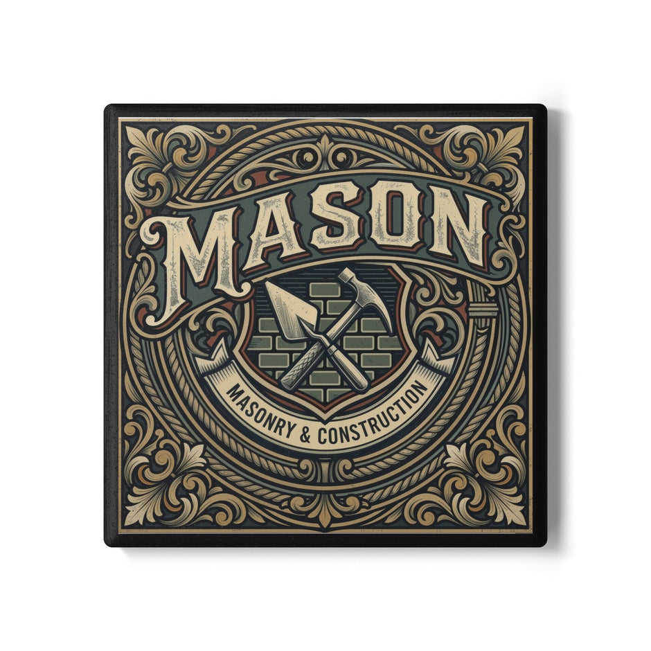 Mason & Construction Ceramic Coaster — Vintage Tradesman Gift - DCA0233