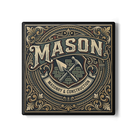 Mason & Construction Ceramic Coaster — Vintage Tradesman Gift - DCA0233