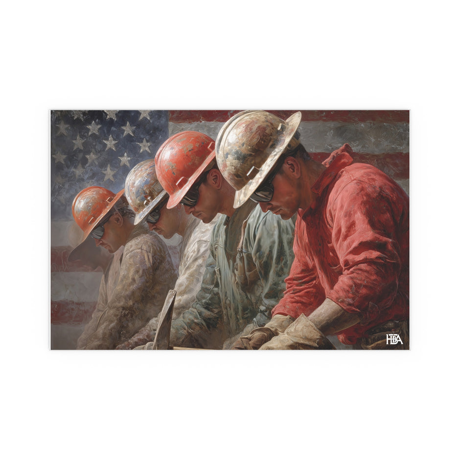 Patriotic Construction Workers Silk Poster