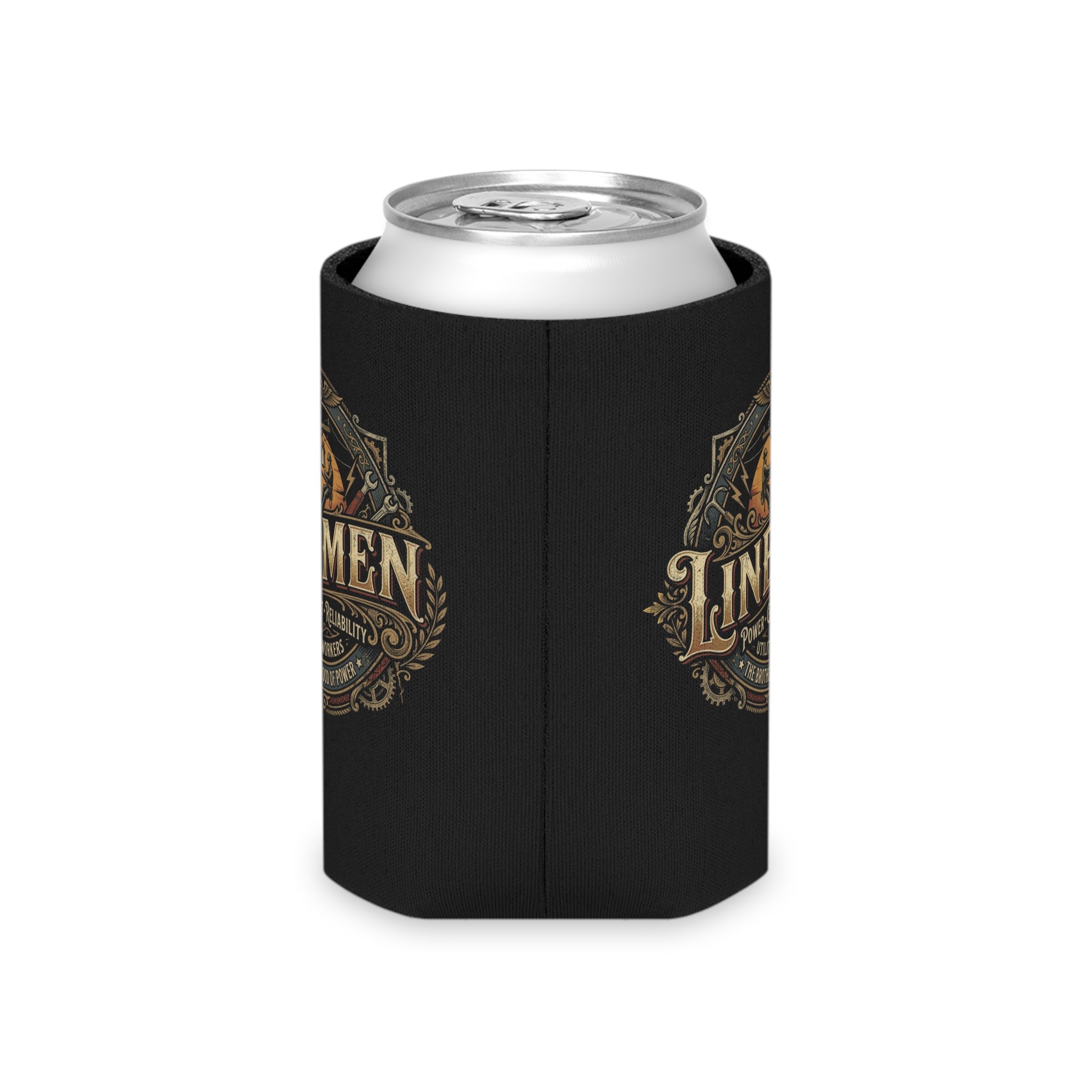 Linemen Vintage Emblem Can Cooler (Power • Grit • Reliability) - DCA0292