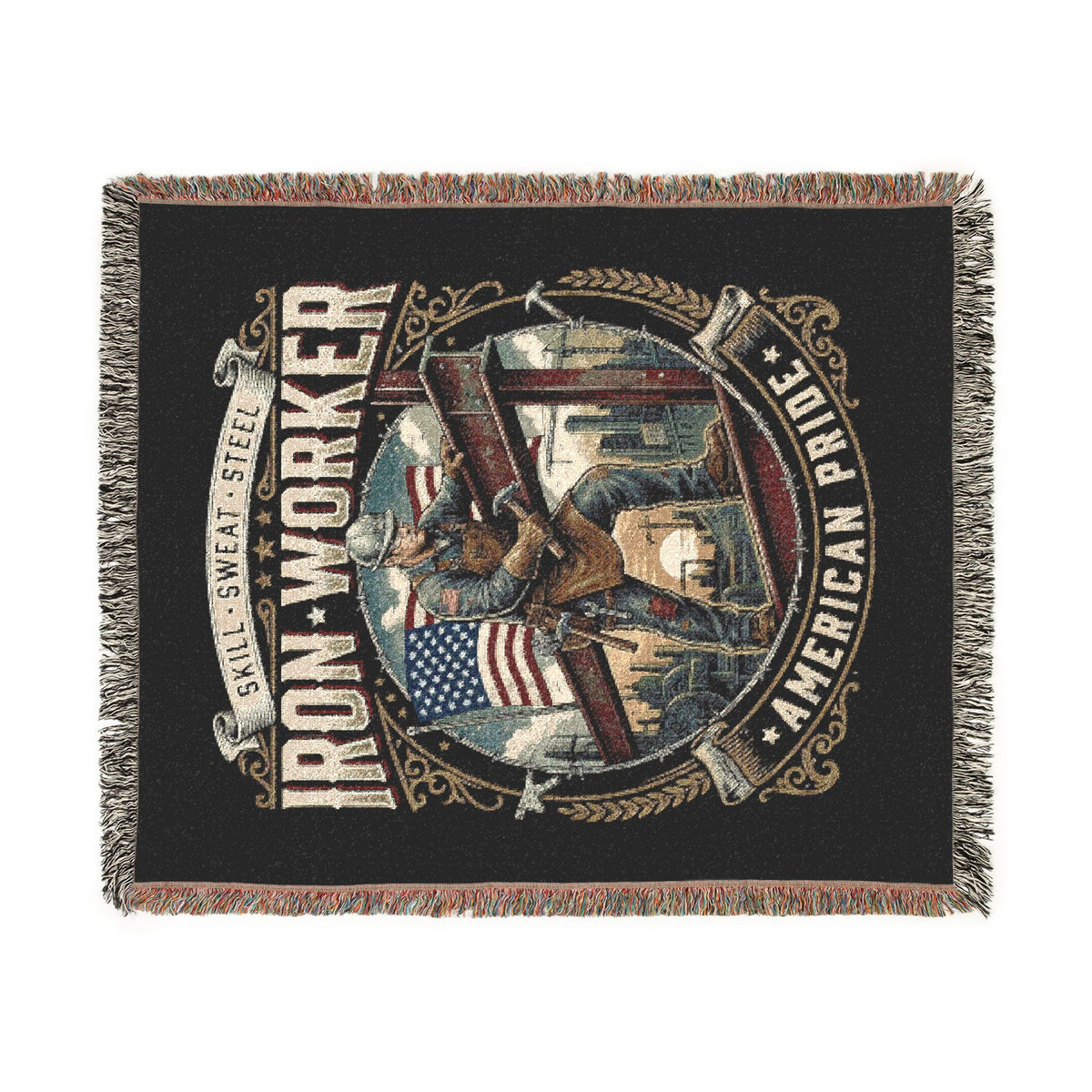 Iron Worker Woven Blanket – American Strong Patriotic Throw