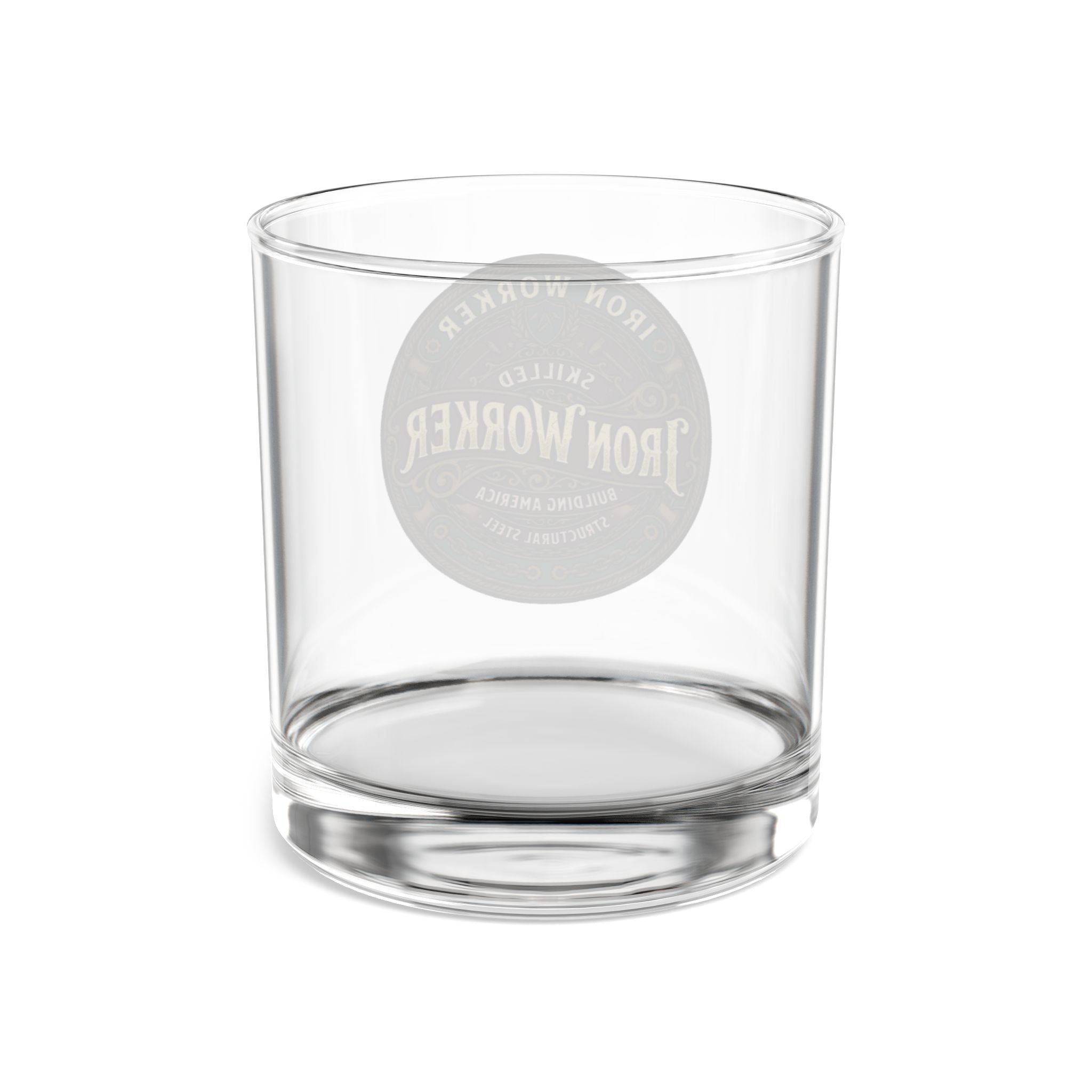 Iron Worker 10oz Rocks Glass — Skilled Iron Worker Vintage Badge Whiskey Glass - DCA0258