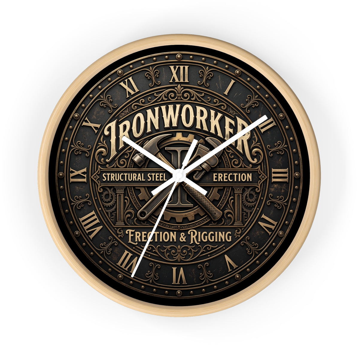 Ironworker Vintage Wall Clock — Structural Steel Erection & Rigging Decor - DCA0388