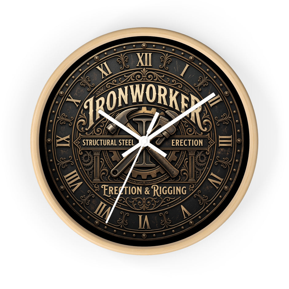 Ironworker Vintage Wall Clock — Structural Steel Erection & Rigging Decor - DCA0388