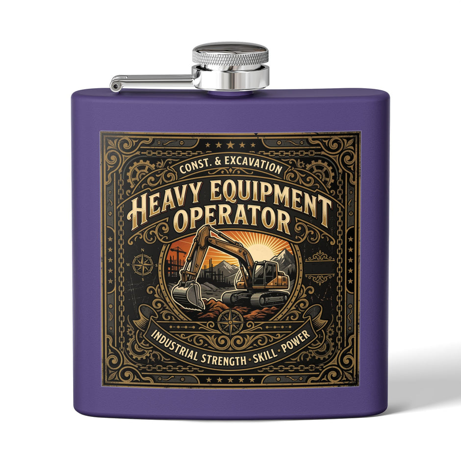Heavy Equipment Operator Flask — 6oz Stainless Steel Hip Flask - DCA0422