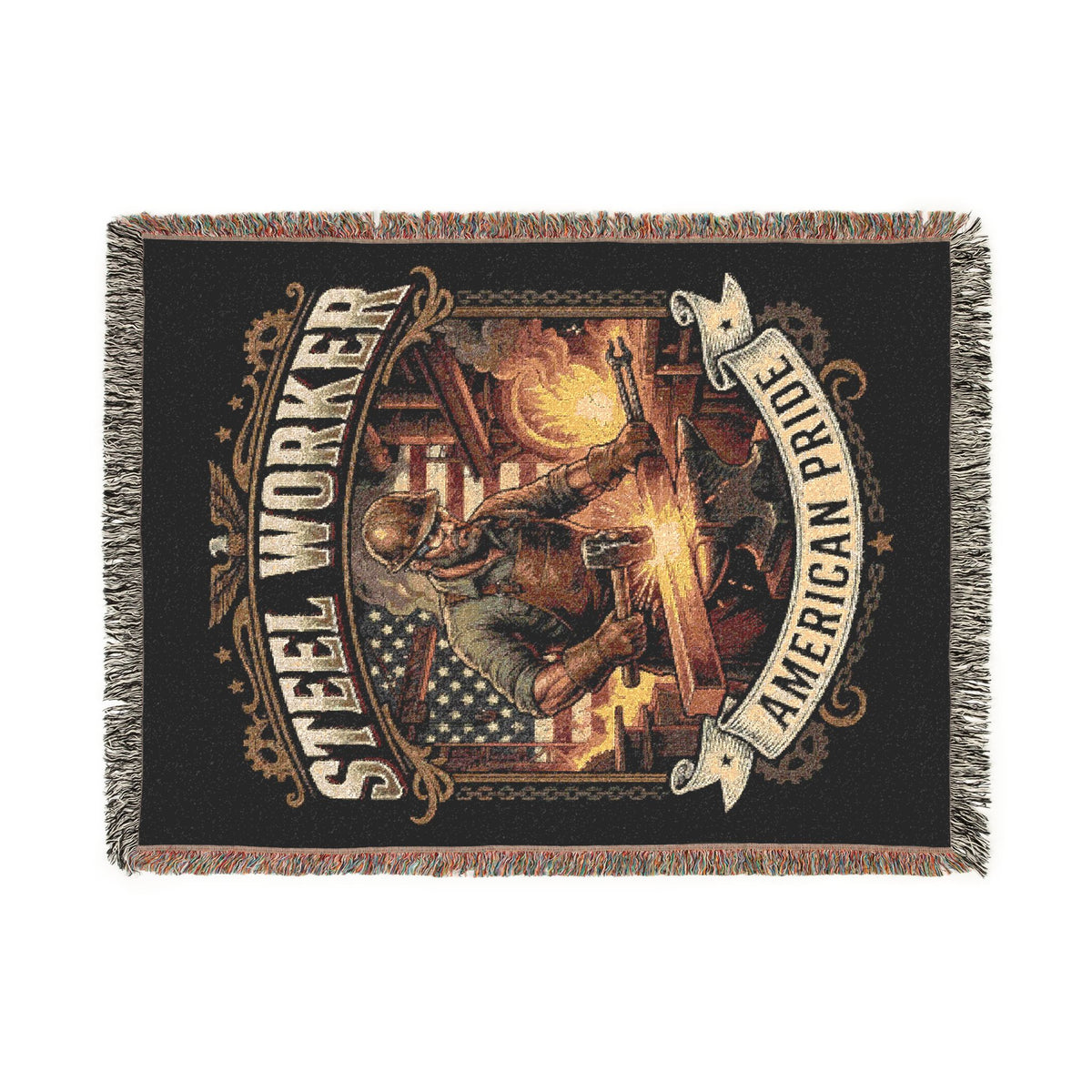 Steel Worker Woven Blanket — Amrican Pride Throw