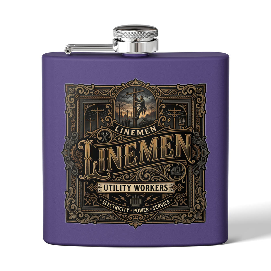 Linemen Utility Workers 6oz Stainless Steel Flask — Vintage Electrician Tribute - DCA0425