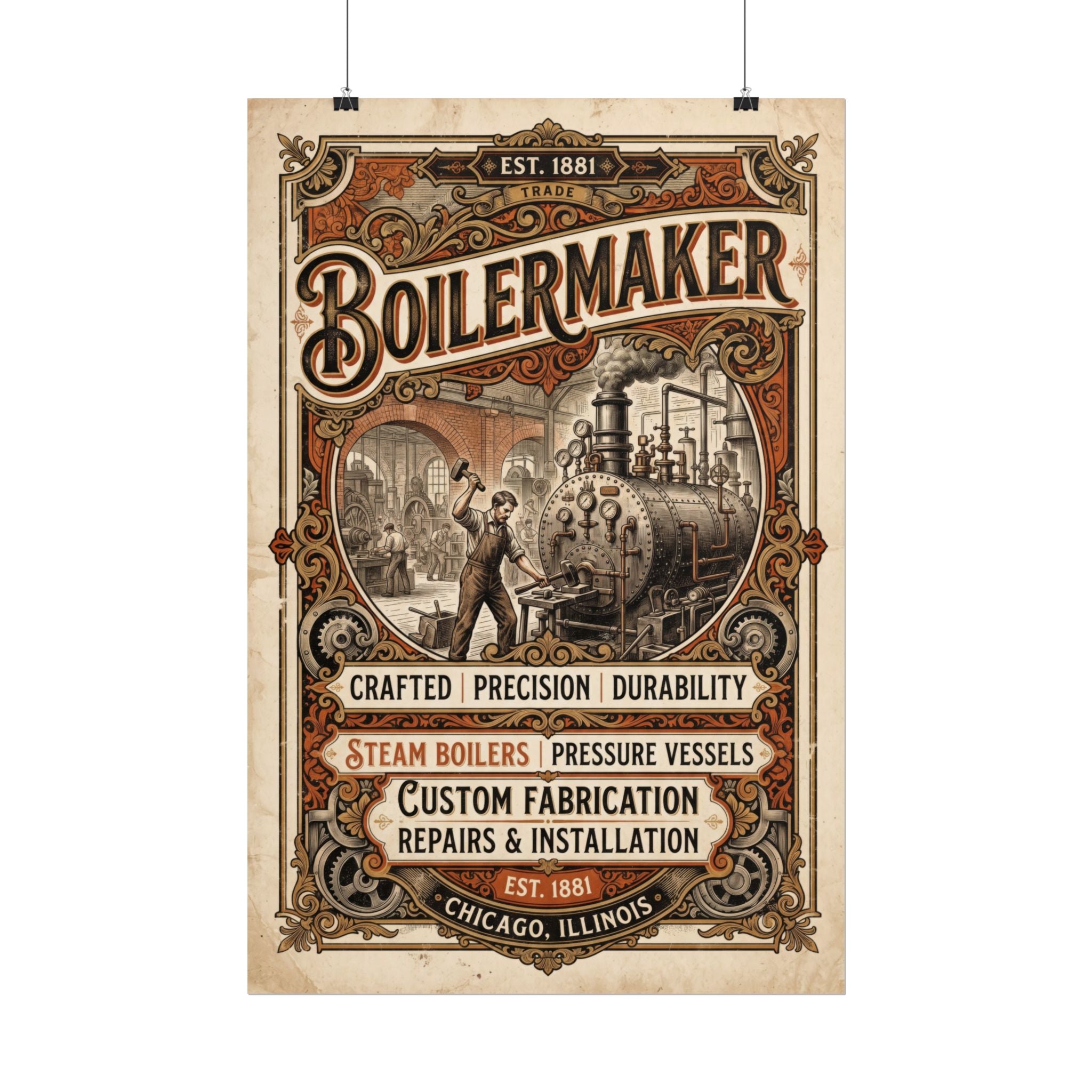 Boilermaker Vintage Industrial Rolled Poster — DCA0367