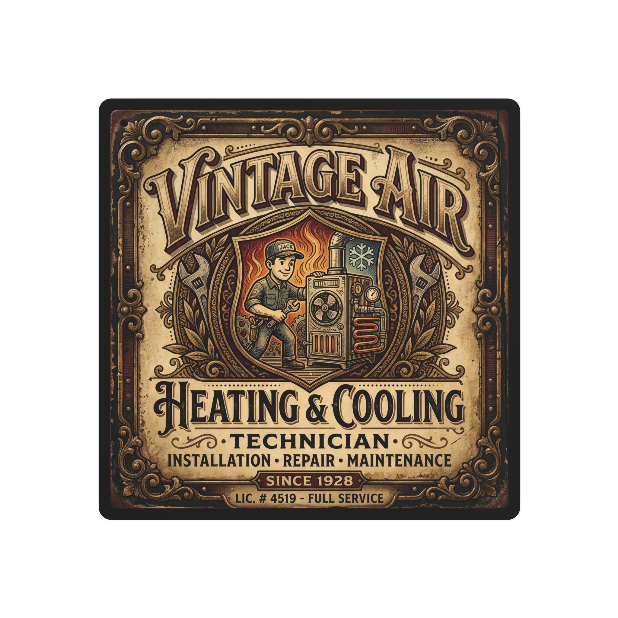 HVAC Technician - Vintage Air Heating & Cooling Metal Sign — Technician Retro Metal Wall Art - DCA0432