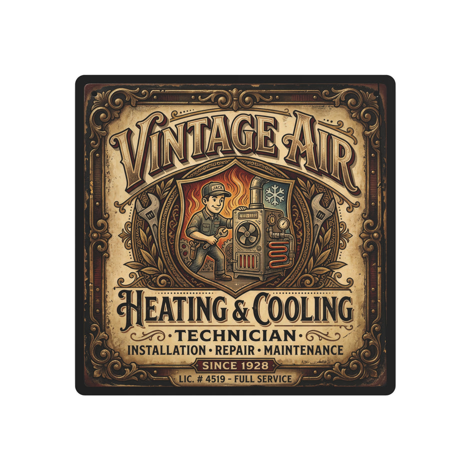 HVAC Technician - Vintage Air Heating & Cooling Metal Sign — Technician Retro Metal Wall Art - DCA0432