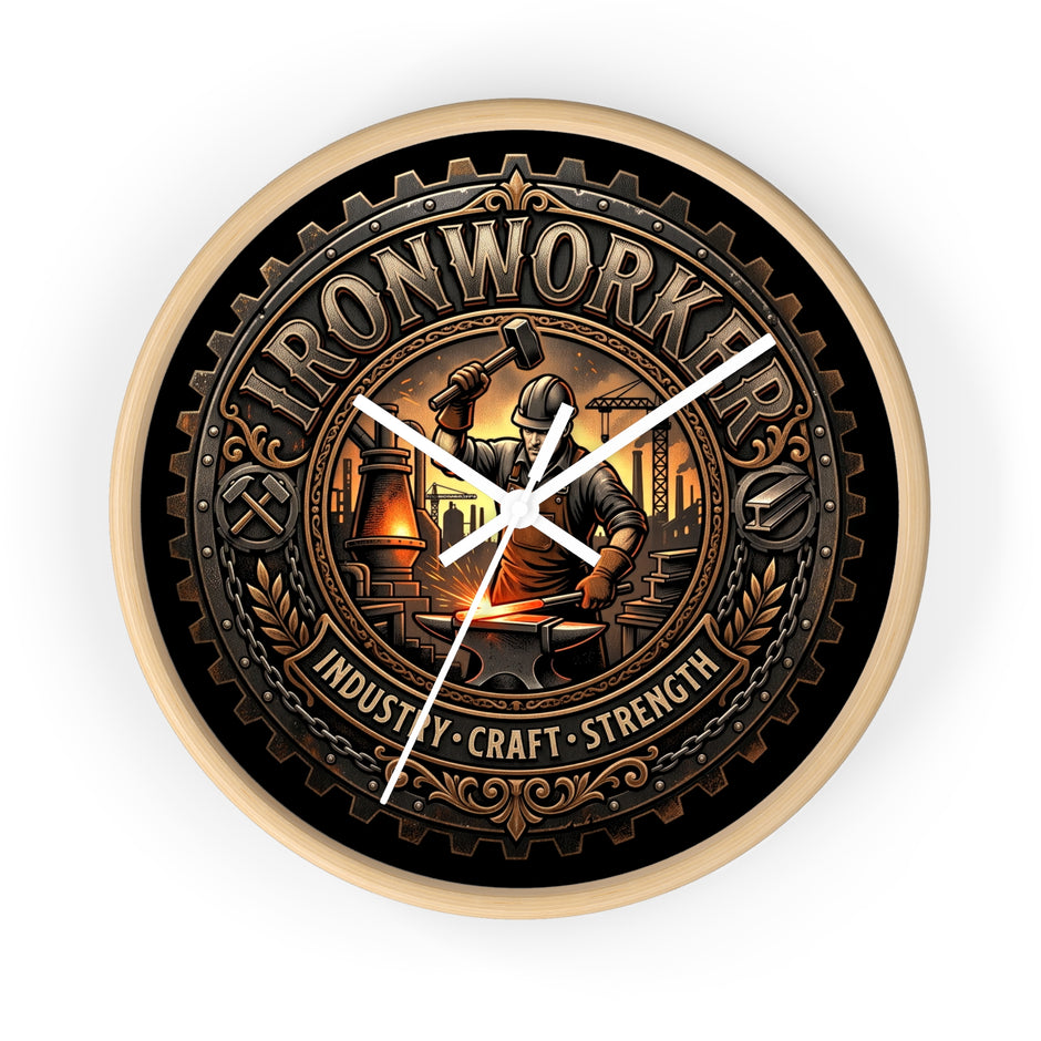 Ironworker Wall Clock — Vintage Industrial Forge Design (Industry • Craft • Strength) - DCA0388