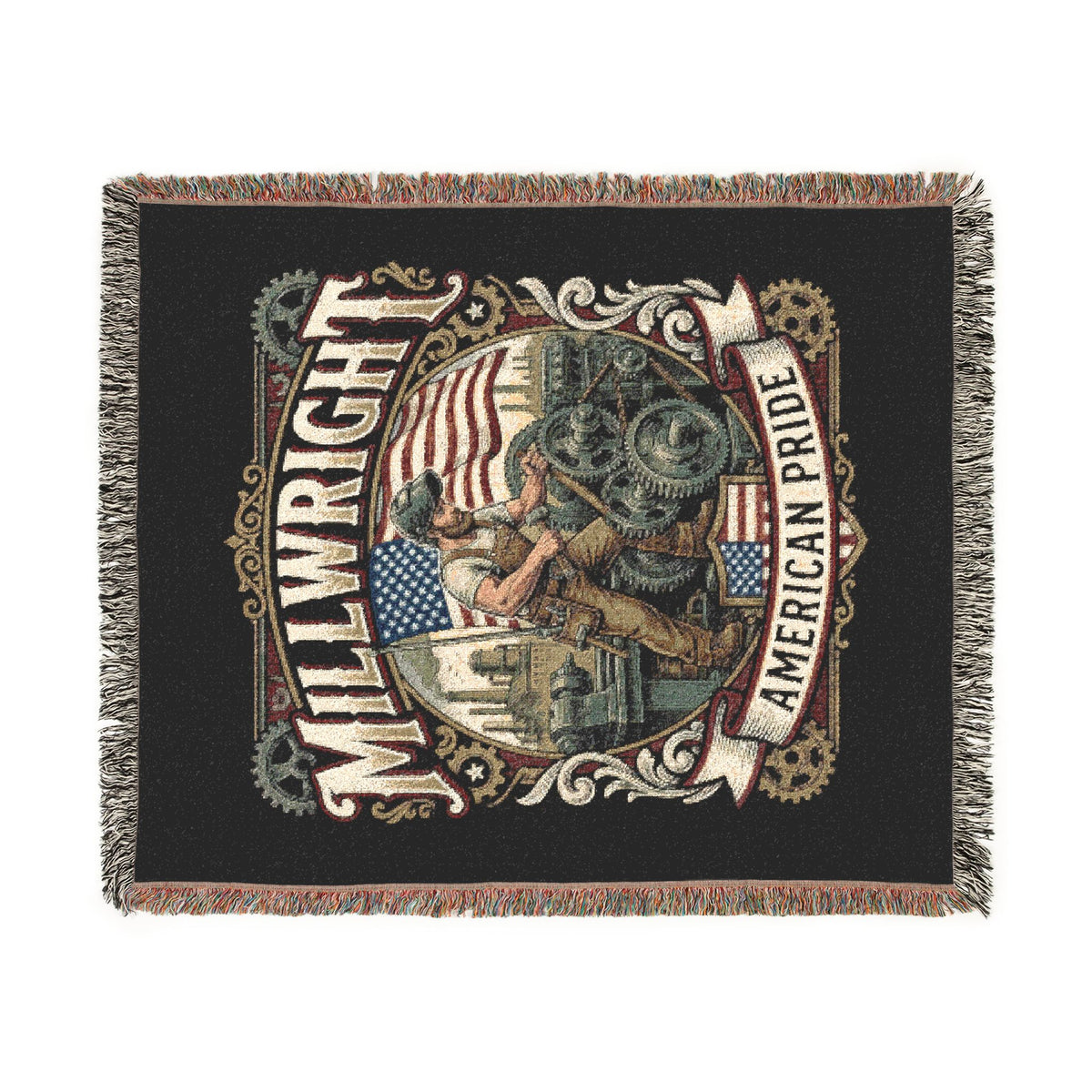 Millwright Woven Blanket — Vintage Emblem American Pride Throw