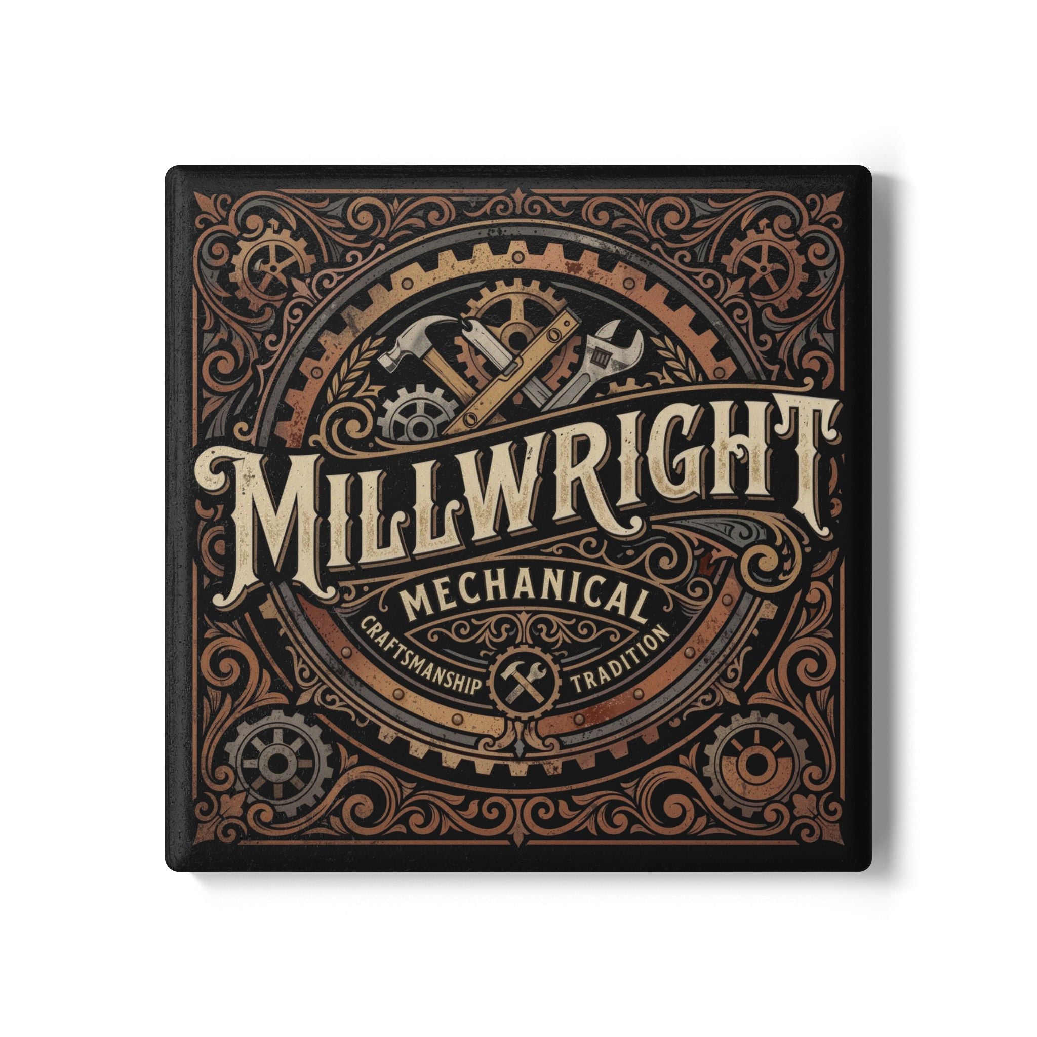 Millwright Mechanical Coaster — Vintage Industrial Ceramic Drink Coaster - DCA0235