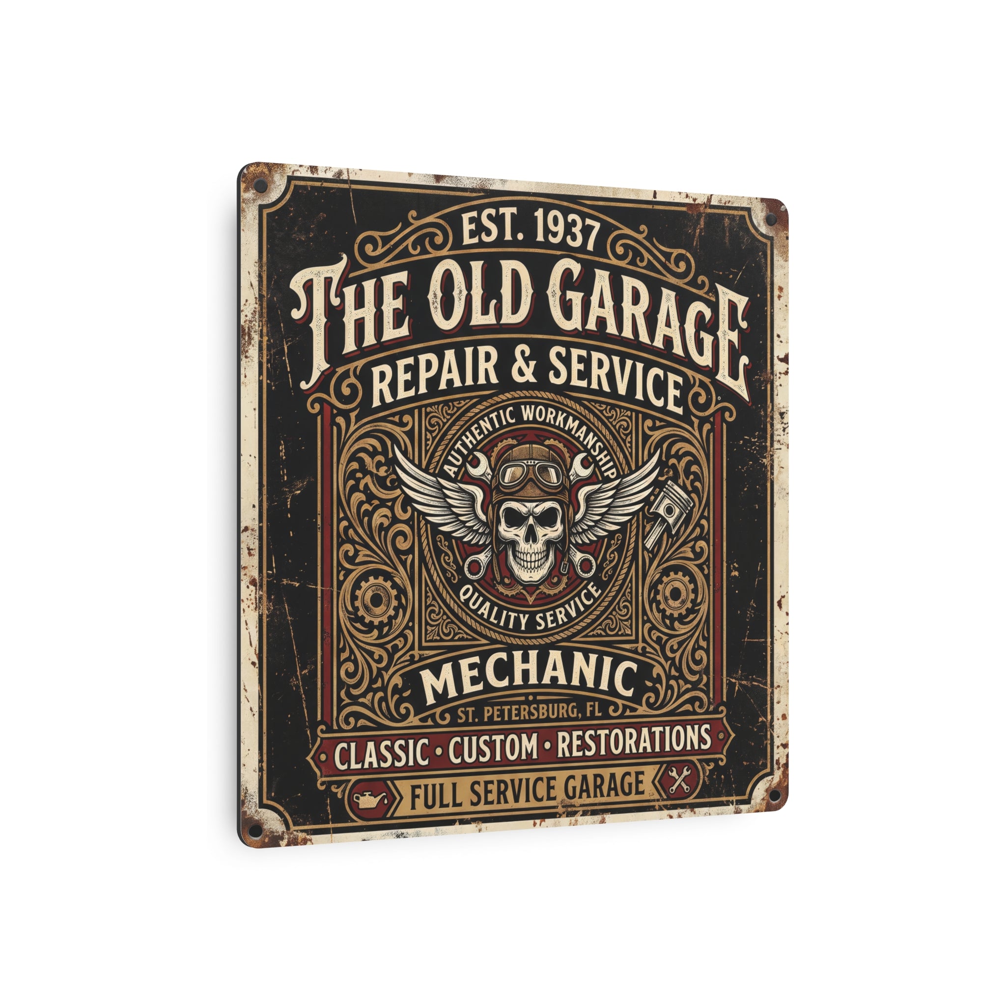 Mechanic - Vintage Mechanic Metal Sign — The Old Garage Repair & Service Wall Art - DCA0437