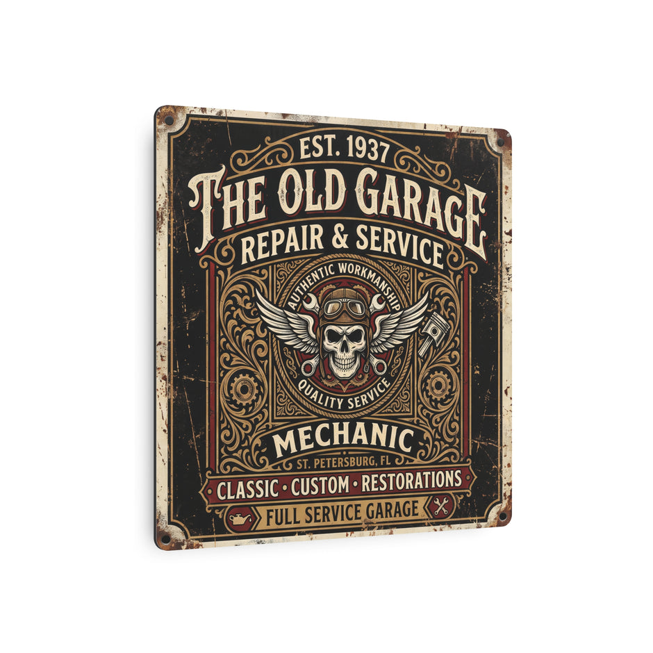 Mechanic - Vintage Mechanic Metal Sign — The Old Garage Repair & Service Wall Art - DCA0437