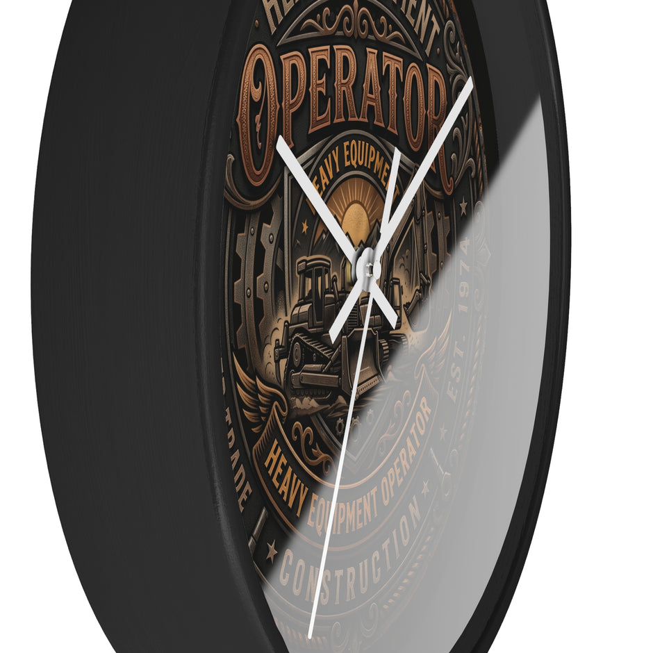 Heavy Equipment Operator Wall Clock — Construction Crew Vintage Badge Clock - DCA0386