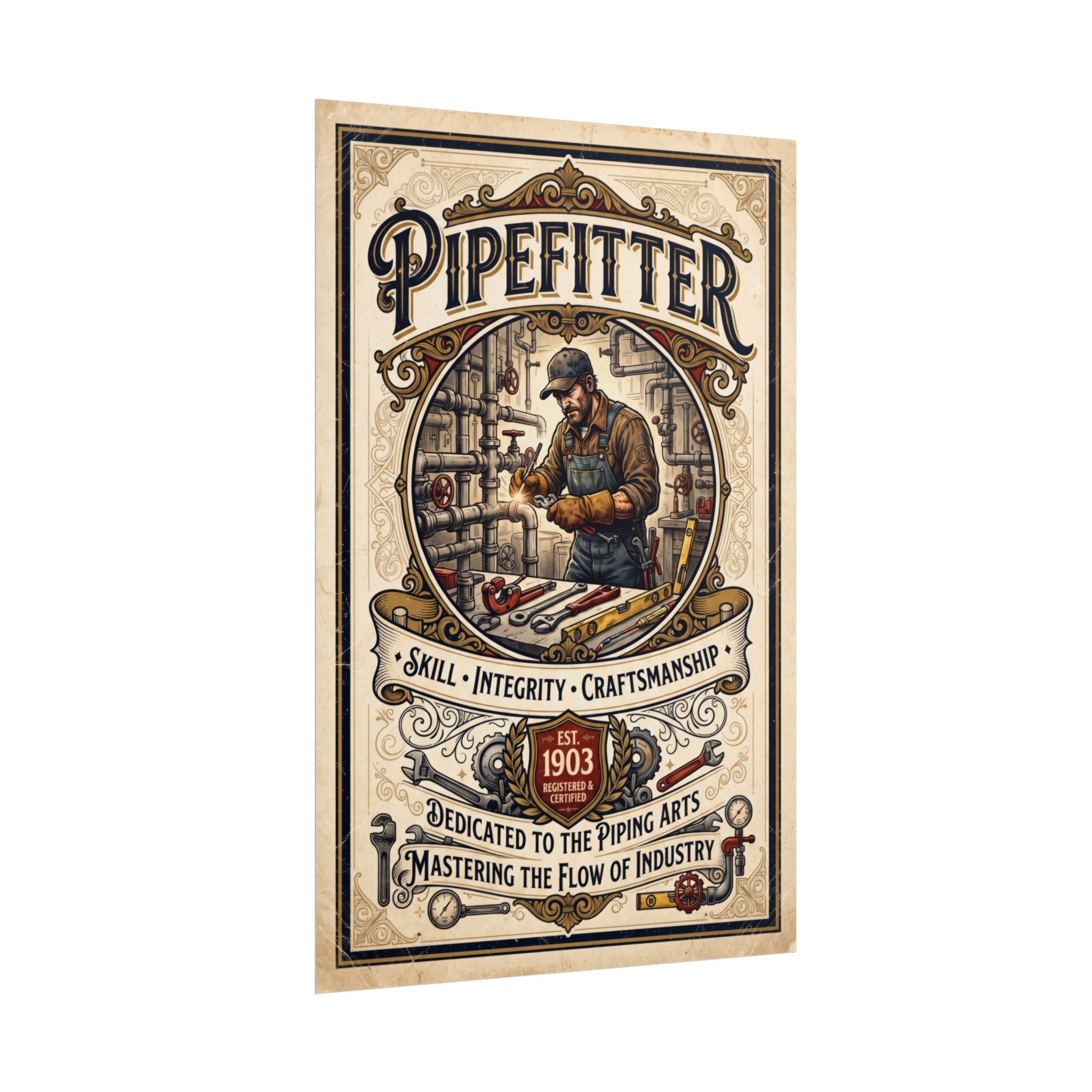 Pipefitter Rolled Poster — Vintage Trades Wall Art: 