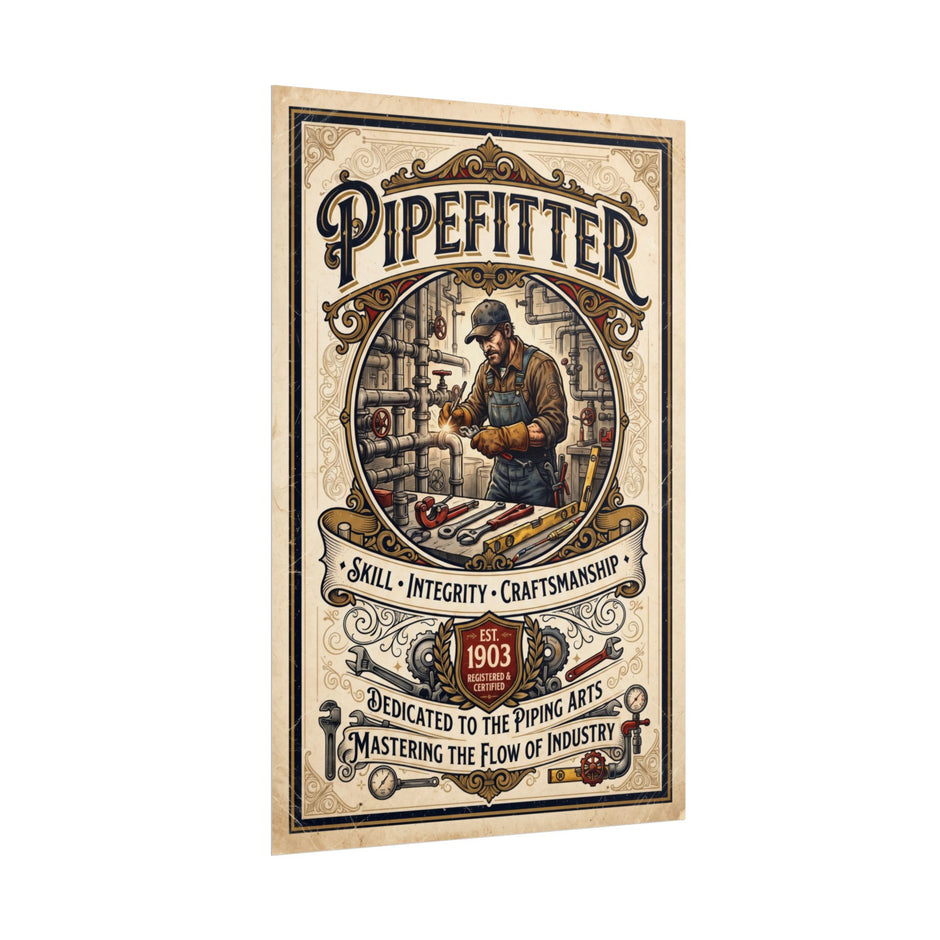 Pipefitter Rolled Poster — Vintage Trades Wall Art: 